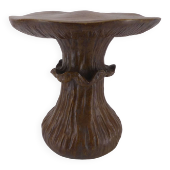 Table vintage champignon en résine epoxy imitation bois