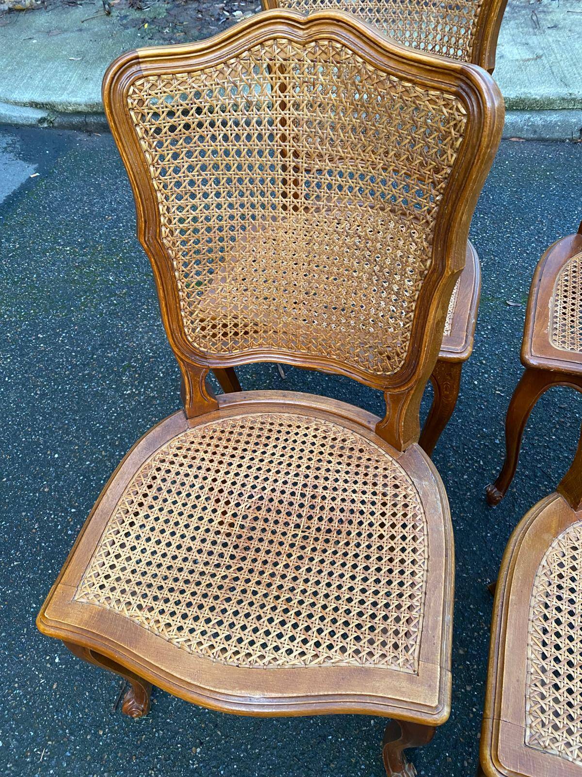 6 Louis XV cane chairs in solid wood from the 1950s