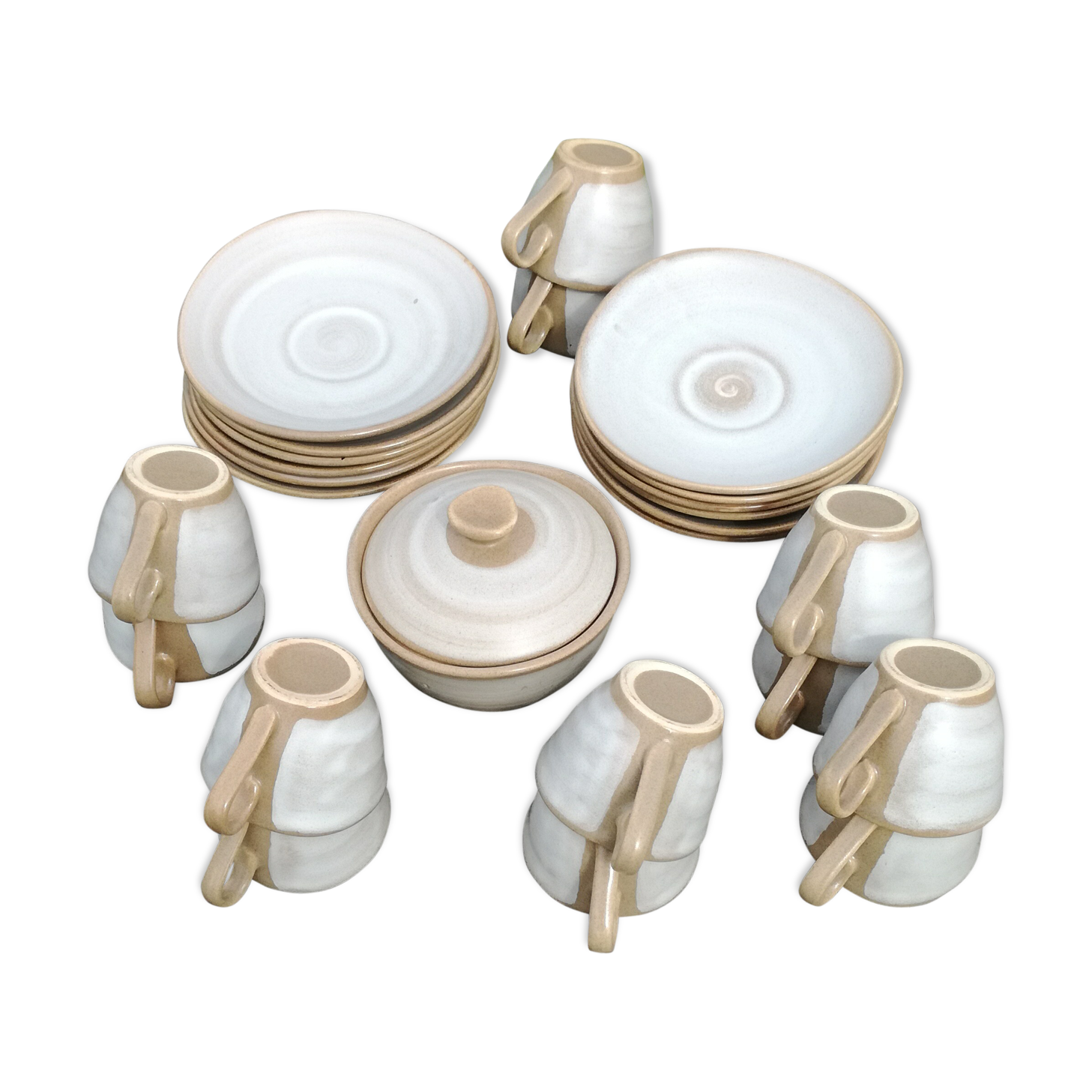 12 cups sous-cups and sugar-stoneware "Nederville"