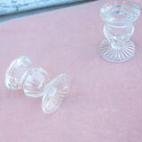 3 clear glass candle holders