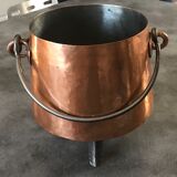 Cauldron with tinned copper pot handle and support 3 feet - 25.5 cm