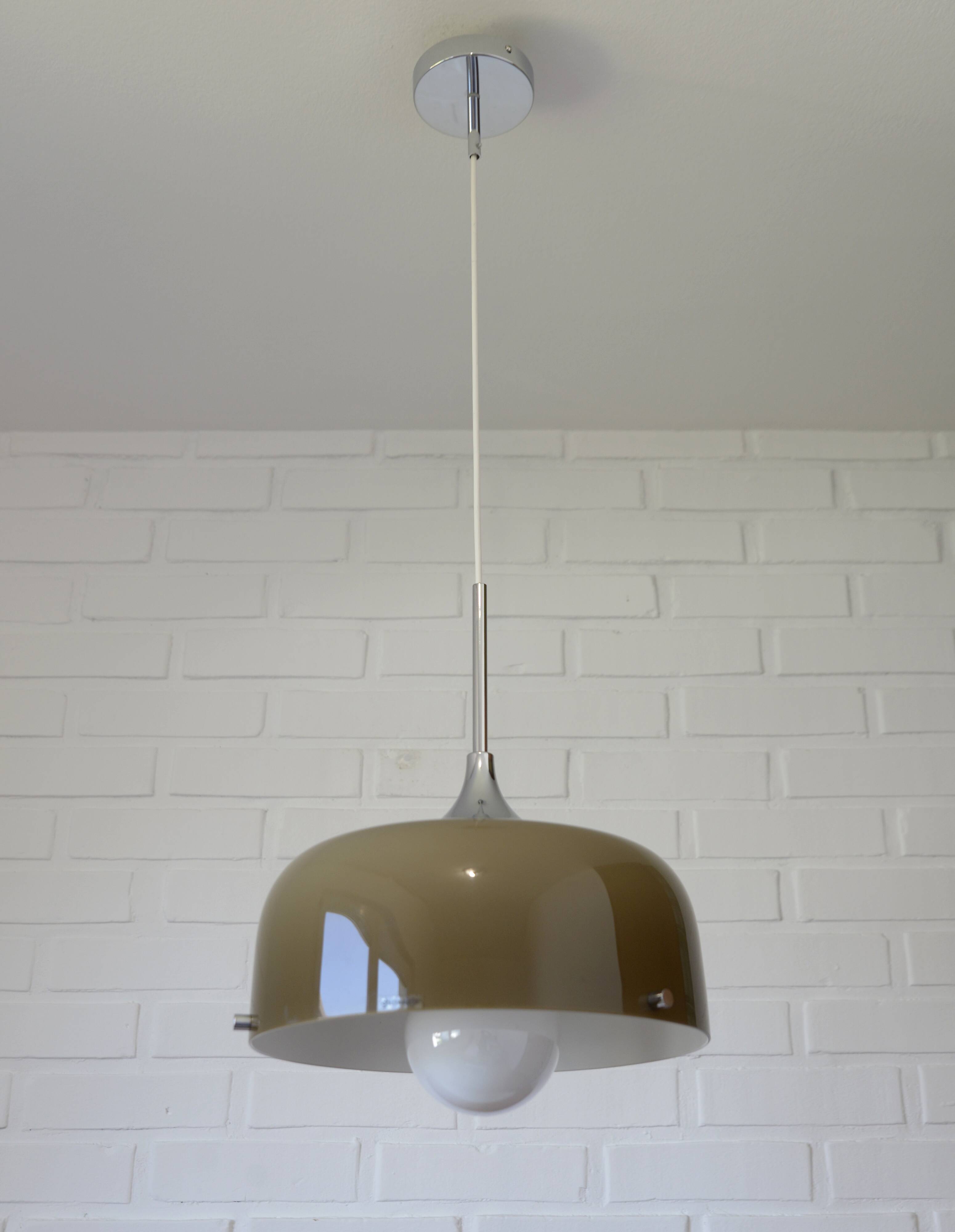 Redesign Vintage Guzzini Meblo Plastic Hanging Lamp Yugoslavia 1970's