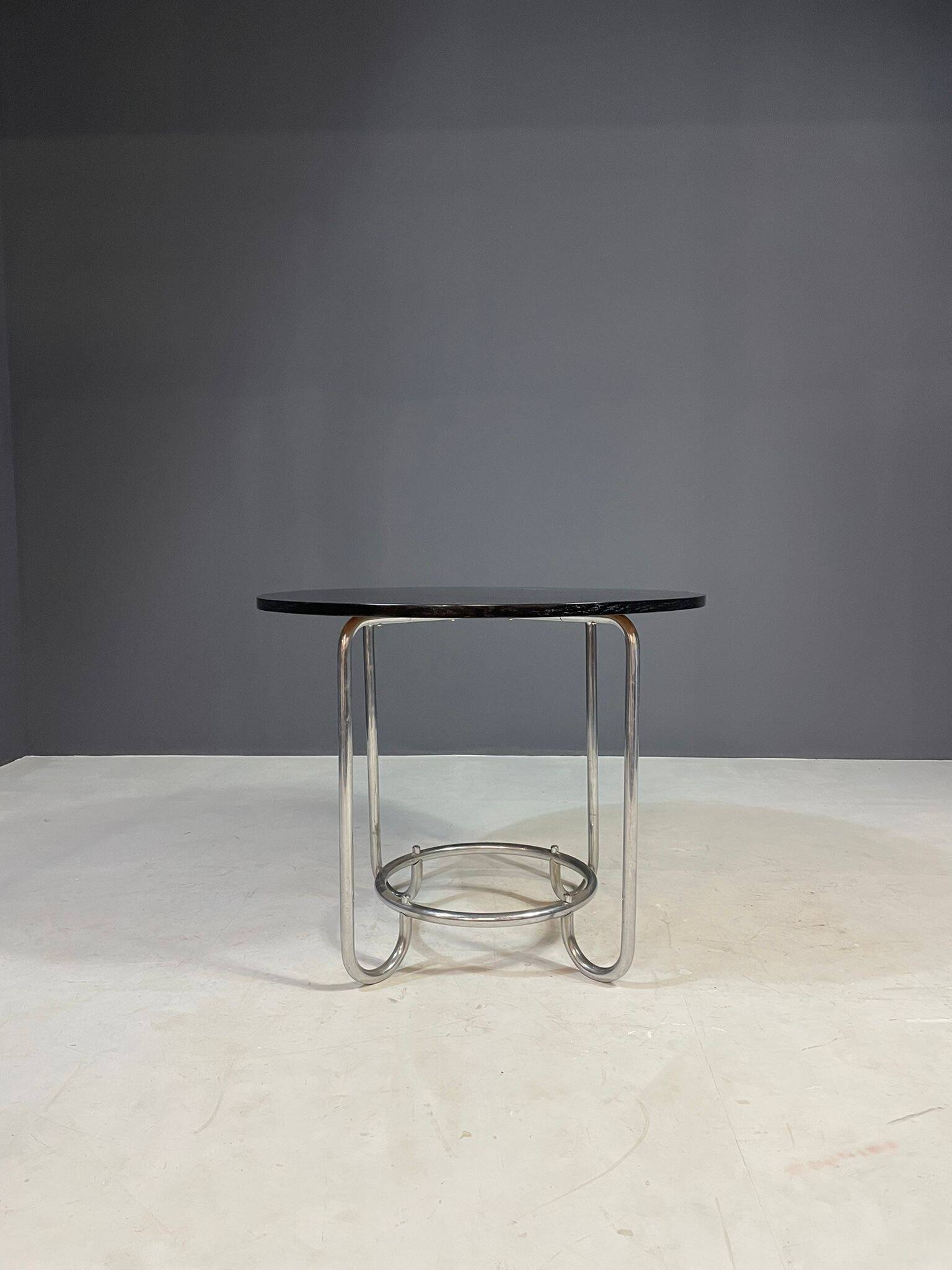 Table basse ronde Bauhaus par Robert Slezák, Tchécoslovaquie, années 1930