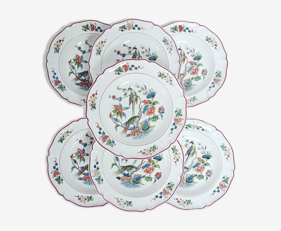 Lot de 7 assiettes creuses Villeroy et Boch Phoenix rouge