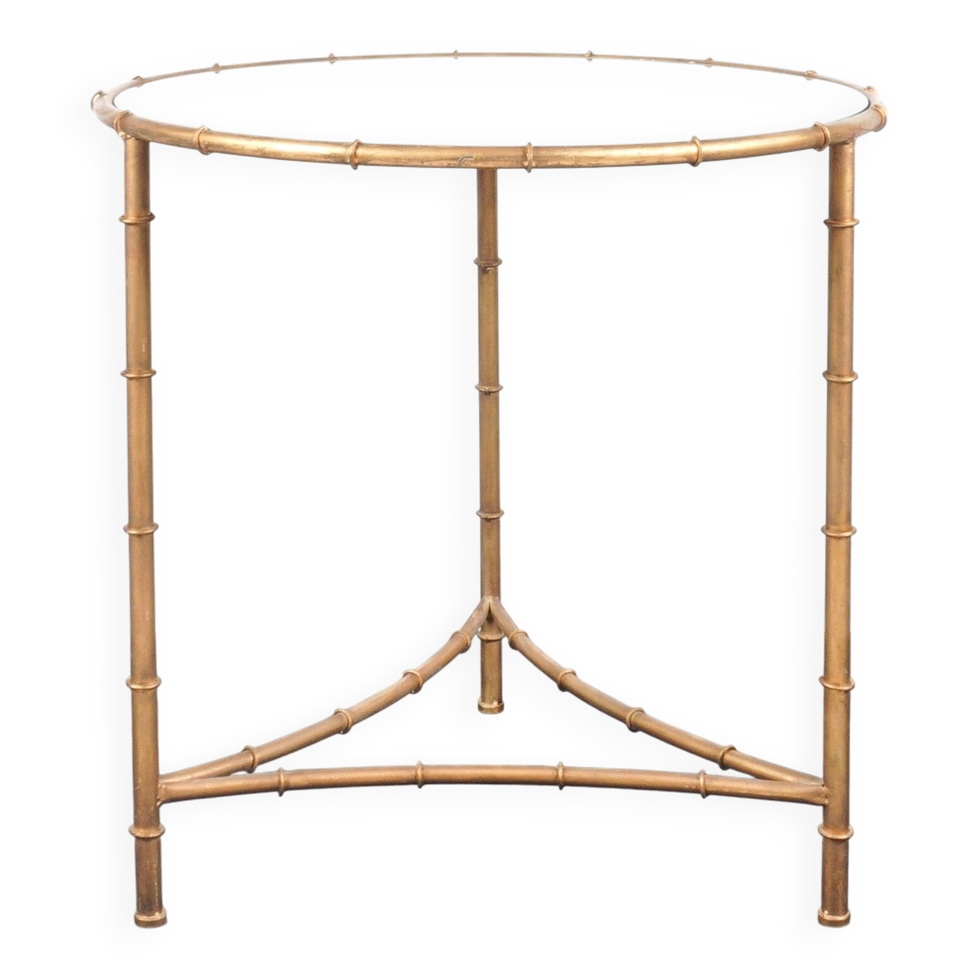 Vintage table / side table in gold metal with a mirrored top.