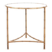 Vintage table / side table in gold metal with a mirrored top.