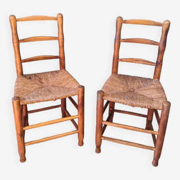 Pair of straw chairs