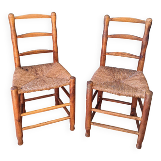 Pair of straw chairs