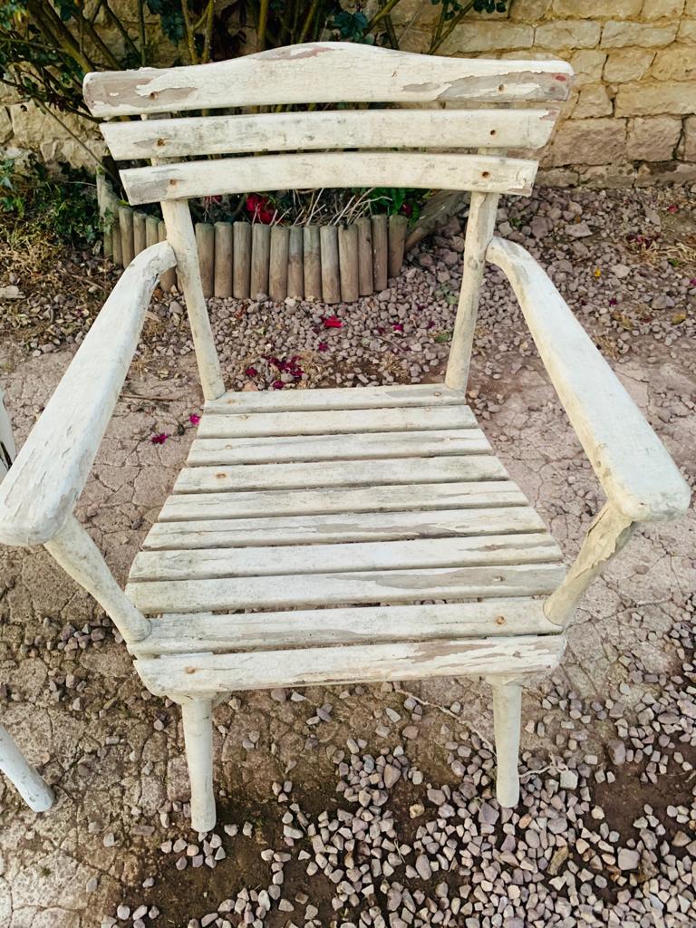 Set of garden seats: 4 armchairs and 1 chair - wooden