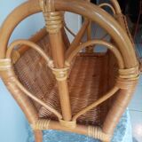Superb old vintage rattan magazine holder