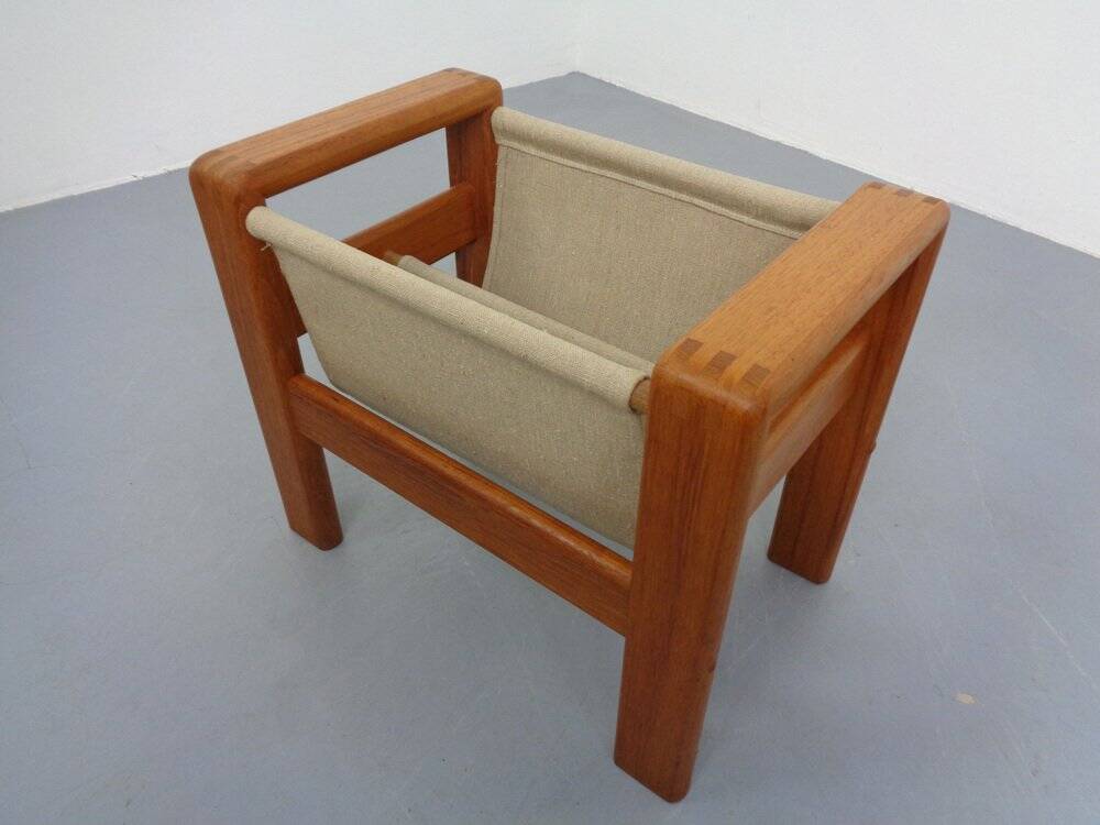 Danish Solid Teak Magazine Rack, 1960s