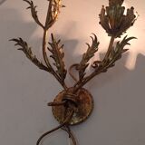 Golden wrought iron wall lamp France, 1970s