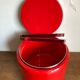 Stelton Denmark ice bucket in red ABS, Space Age pop 1960.