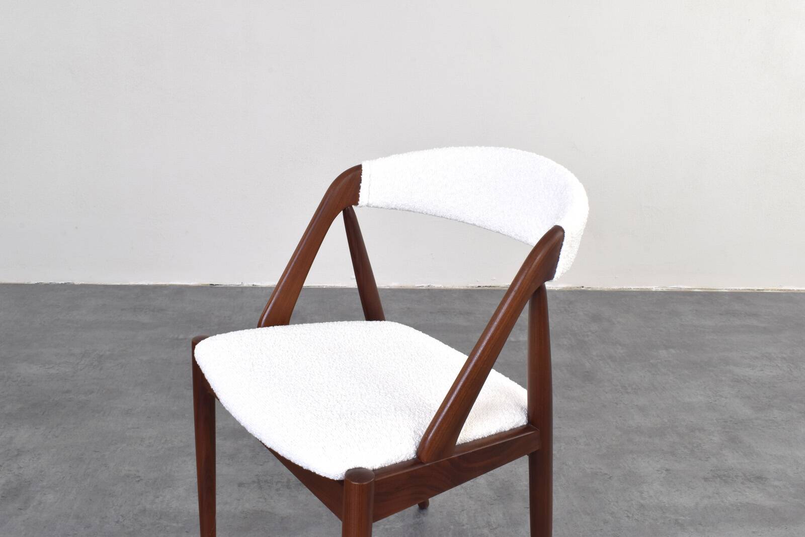 Teak & Boucle Chairs by Kai Kristiansen for Schou Andersen, 1960s, Set of 4