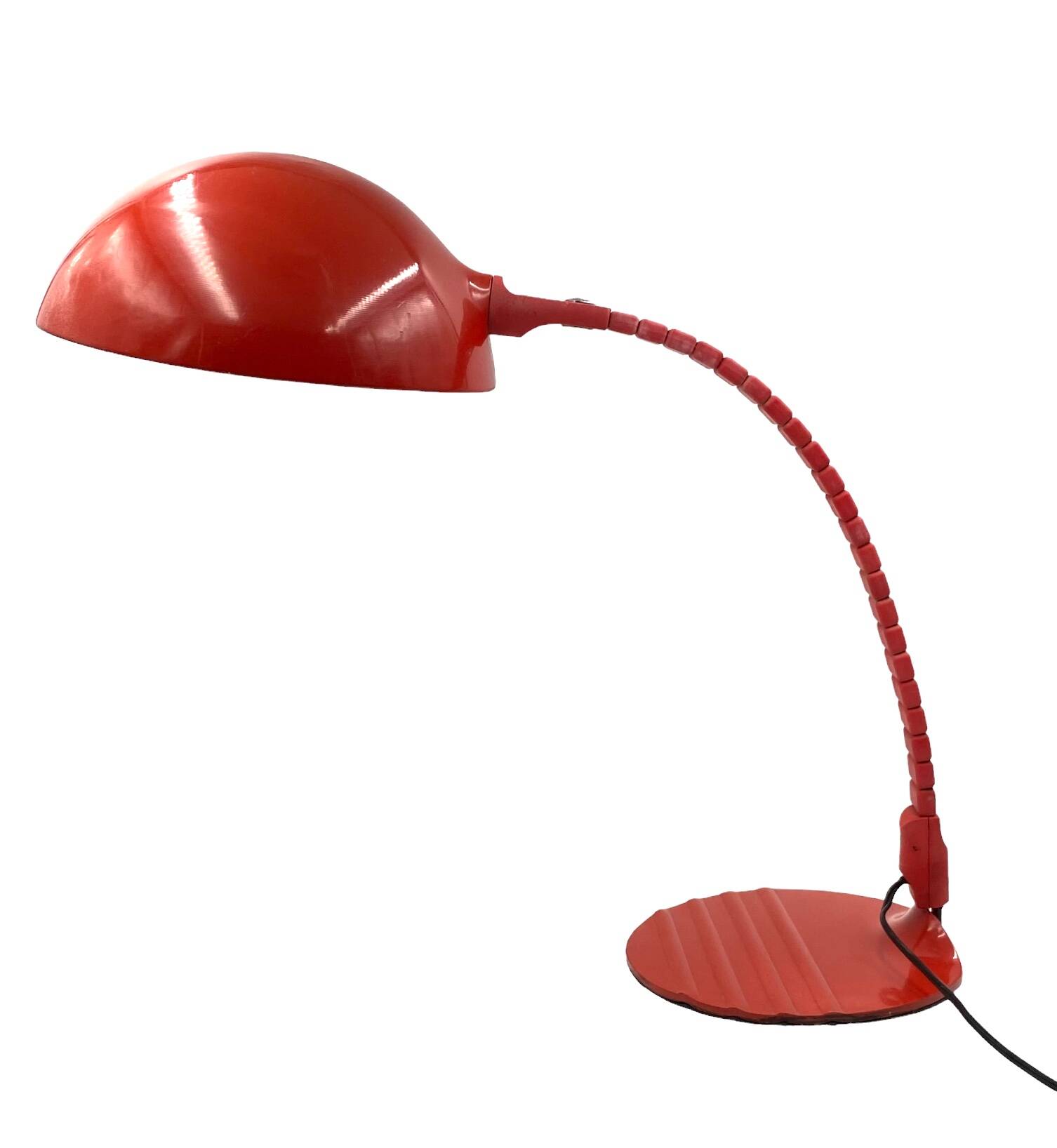 Elio Martinelli, Flex Calotta mod. 660 bright red table / desk lamp, Martinelli Luce Italy, 1972