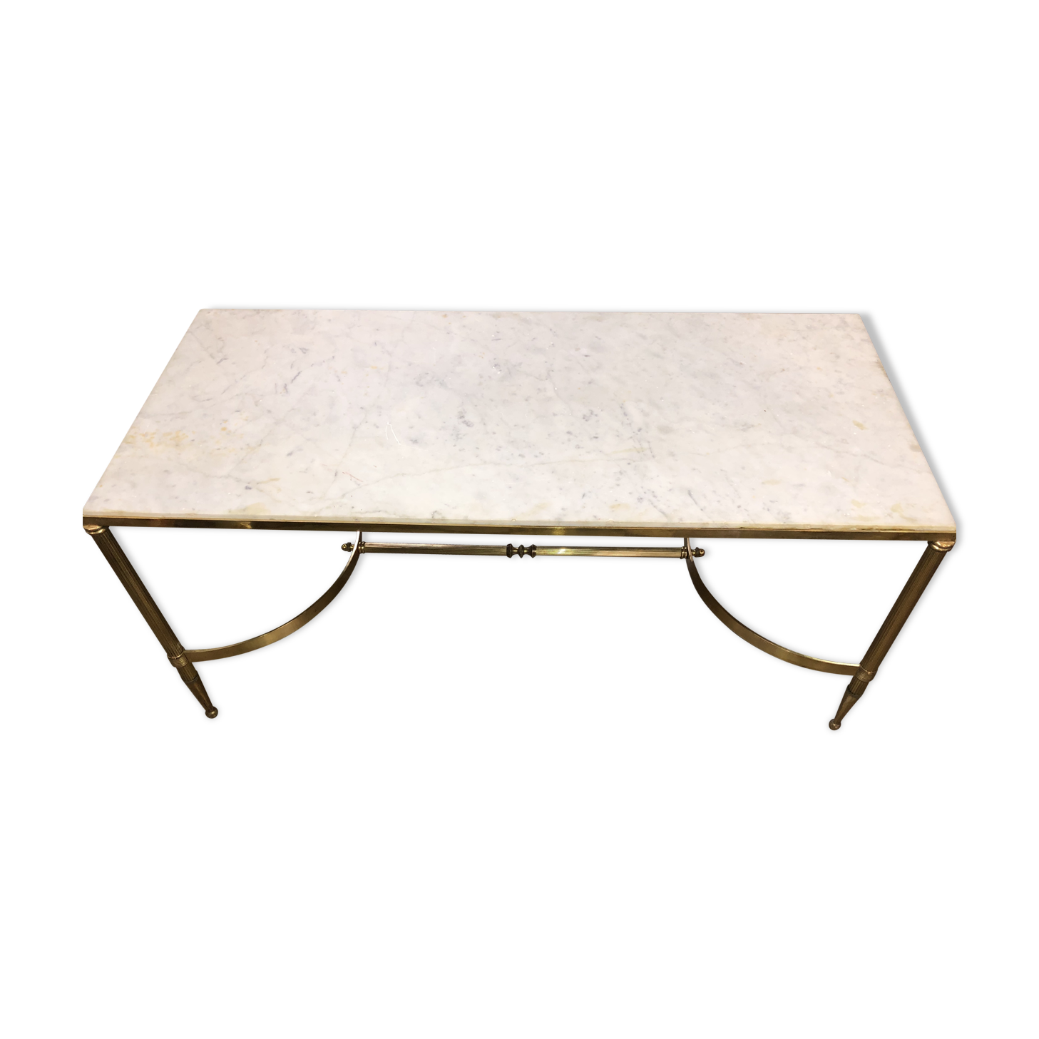 Coffee table in brass and white marble