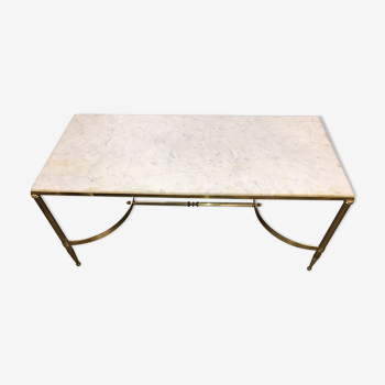 Coffee table in brass and white marble