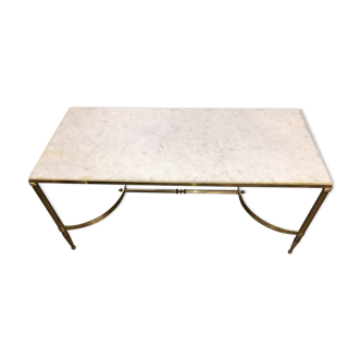 Coffee table in brass and white marble