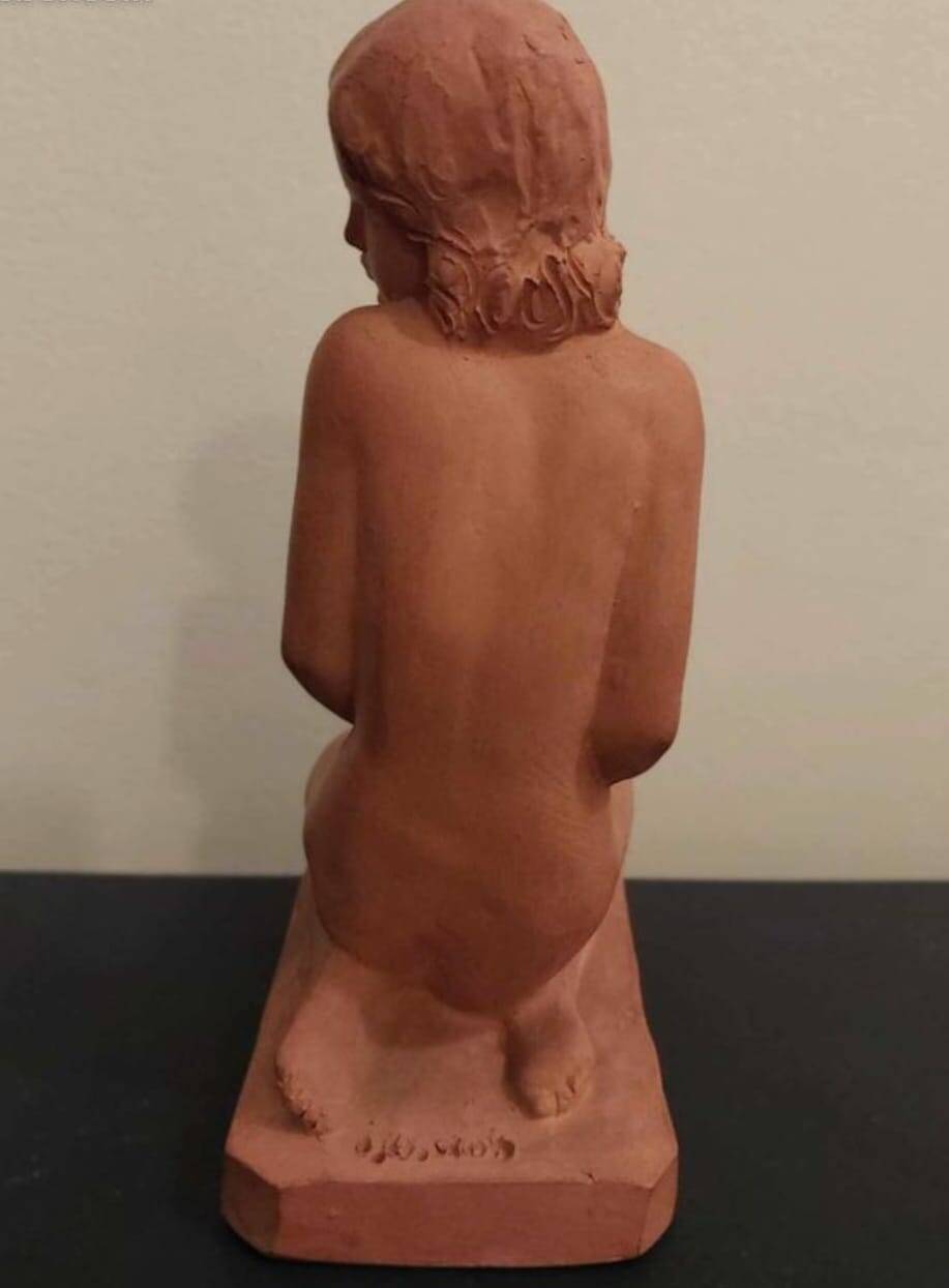 Terracotta sculpture "Kneeling Nude Woman"