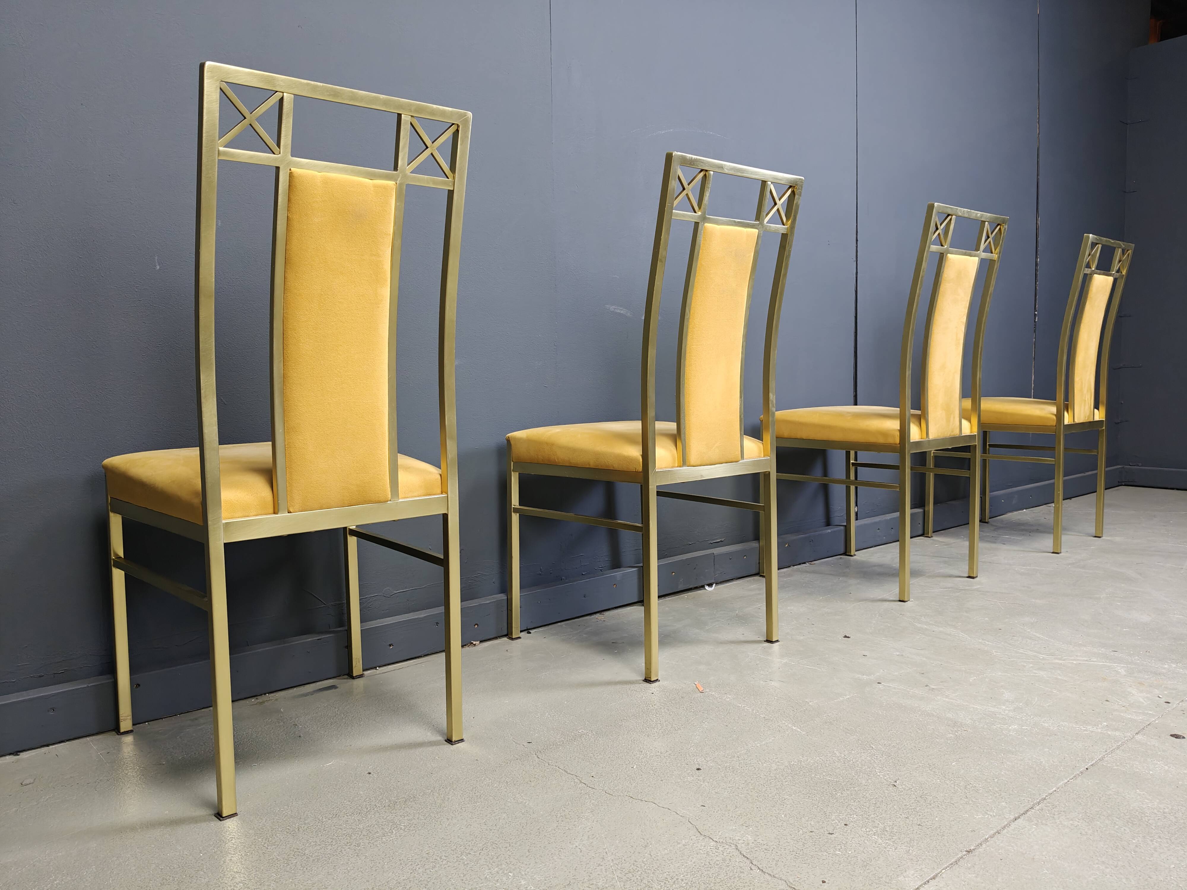 Chaises de salle à manger vintage en laiton de Belgochrom, années 1970