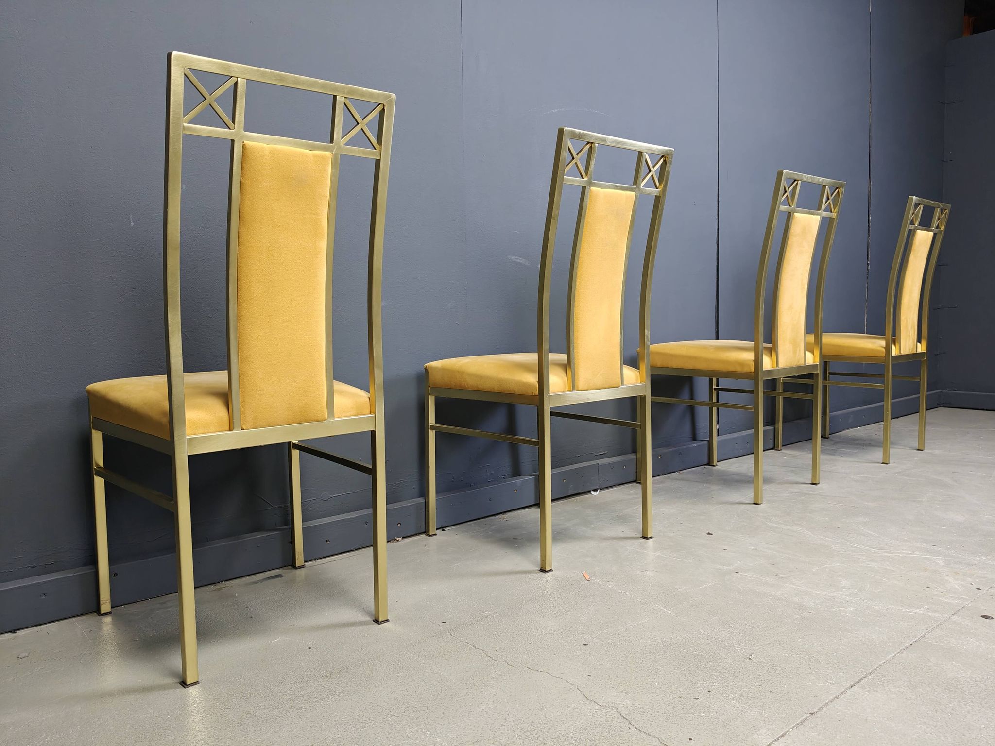 Vintage brass dining chairs by Belgochrom, 1970s