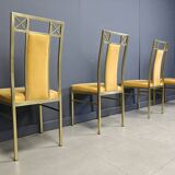Chaises de salle à manger vintage en laiton de Belgochrom, années 1970
