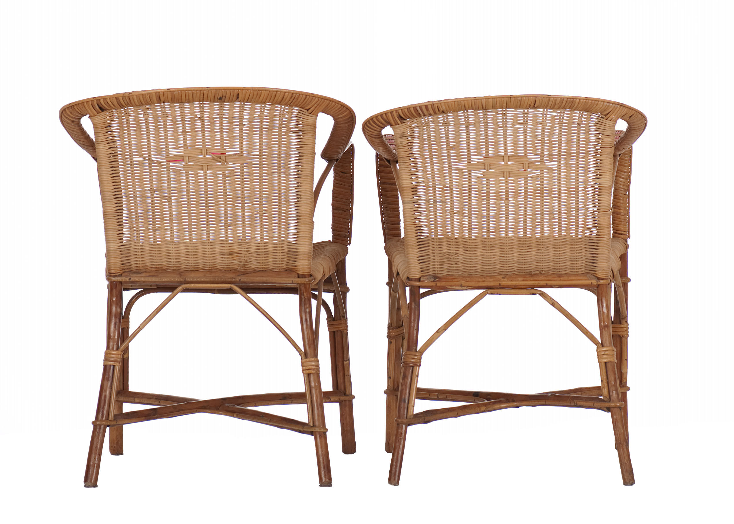 Pair of rattan armchairs year 50/60
