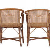 Pair of rattan armchairs year 50/60