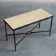 Set of 2 minimalist metal side tables with plaster-fiber tops