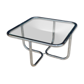 Vintage 1970s Space Age coffee table – tubular chrome & glass