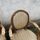 Pair of medallion armchairs in Louis XVI style – carved wood – floral fabric