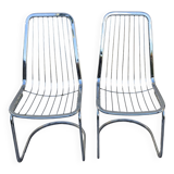 Set of 2 chrome metal chairs, Italian style from the 70s