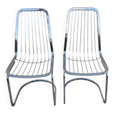 Set of 2 chrome metal chairs, Italian style from the 70s