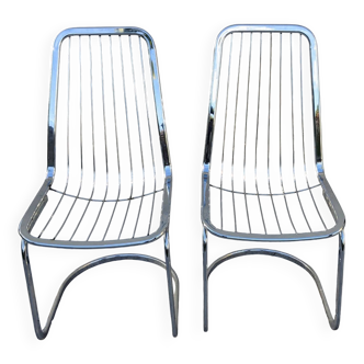 Lot de 2 chaises en métal chromé, style italien années 70s