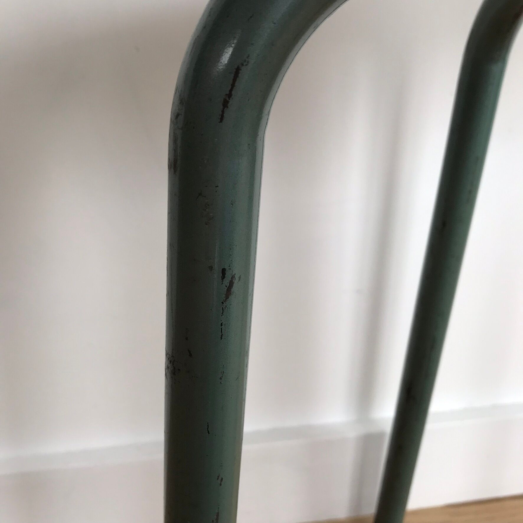 Vintage metal and wood industrial stool