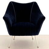 Italian Armchair with Brass Legs reupholstered in Magnificent Velvet