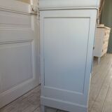Vintage pearl gray sideboard, pitch pine top