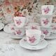 Coffee set 16 pieces porcelain bavaria white décor pink roses