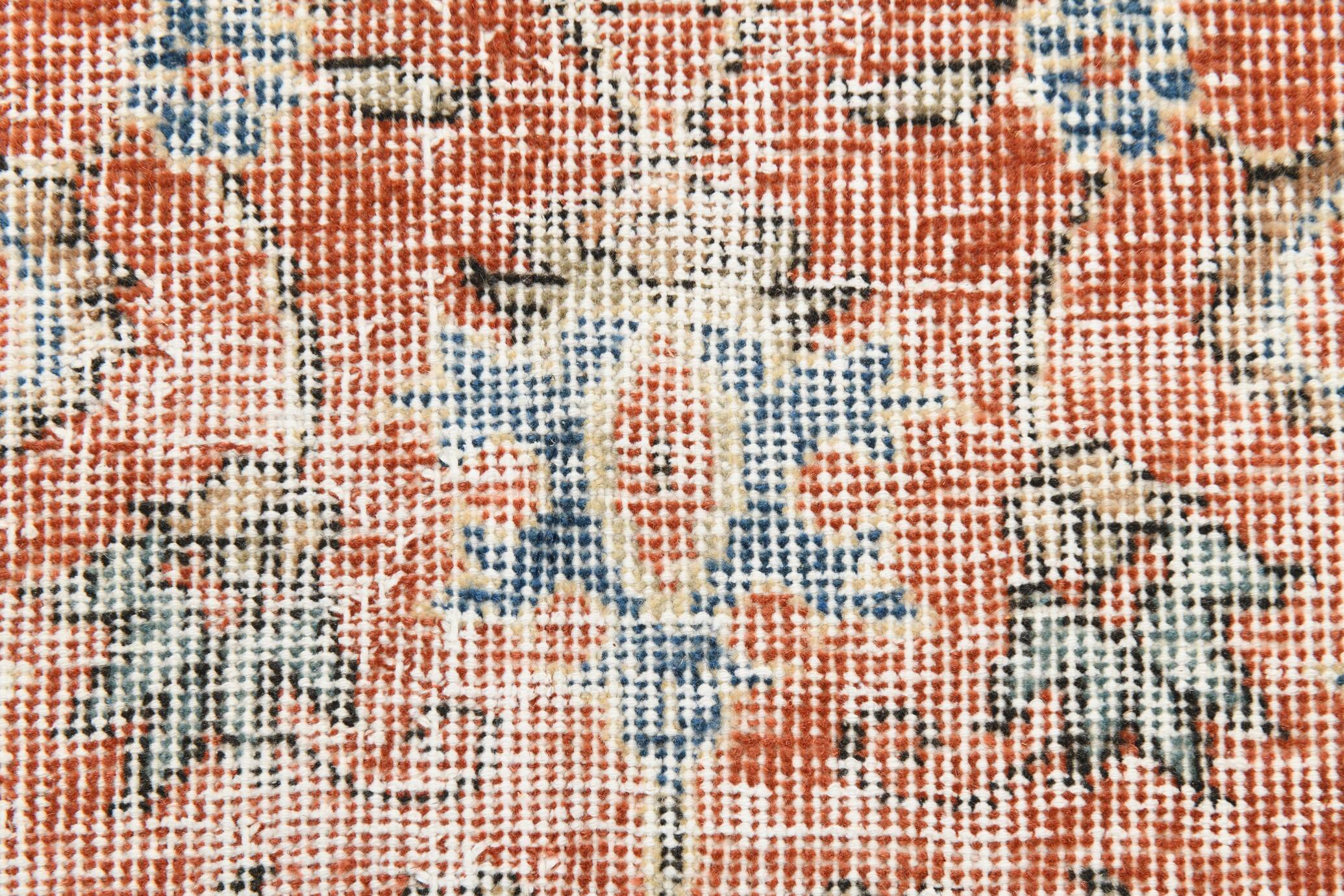 5x9 Pale Red & Blue Shabby Chic Vintage Turkish Rug, 151x259Cm SK5619