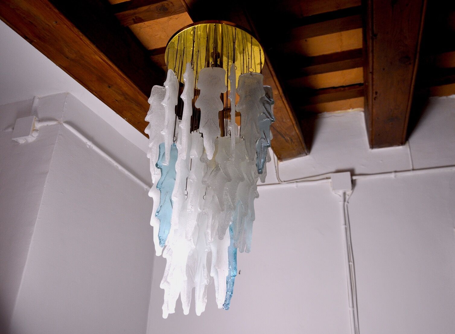 Albano Poli waterfall hanging lamp, 1970, Murano Italy