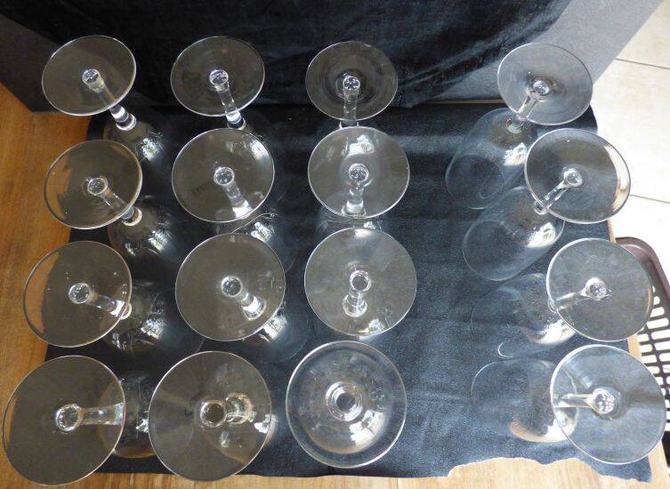 Set of 16 crystal glasses including 12 crystal glasses.