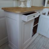 Small Louis Philippe sideboard of beautiful craftsmanship re-enchanted in pearl gray.
