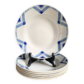 Set of 6 Art Deco Deep Plates - Moulin des Loups Orchies - Model PAX