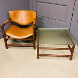 Brutalist armchair and table, Brazil from the 1970s.