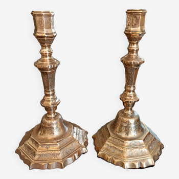 Old chiseled candlesticks