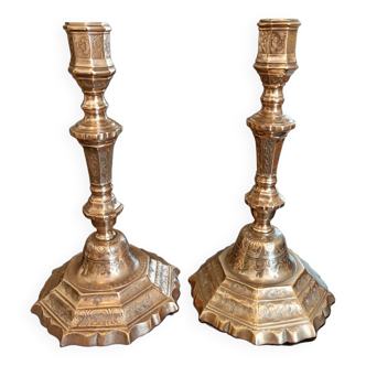 Old chiseled candlesticks