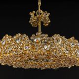 Chandelier in gilded brass and crystal glass inlaid by Palwa, Germany, 1970s.