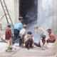 Oil Painting On Canvas, Children At Play, Italy, 19th Century