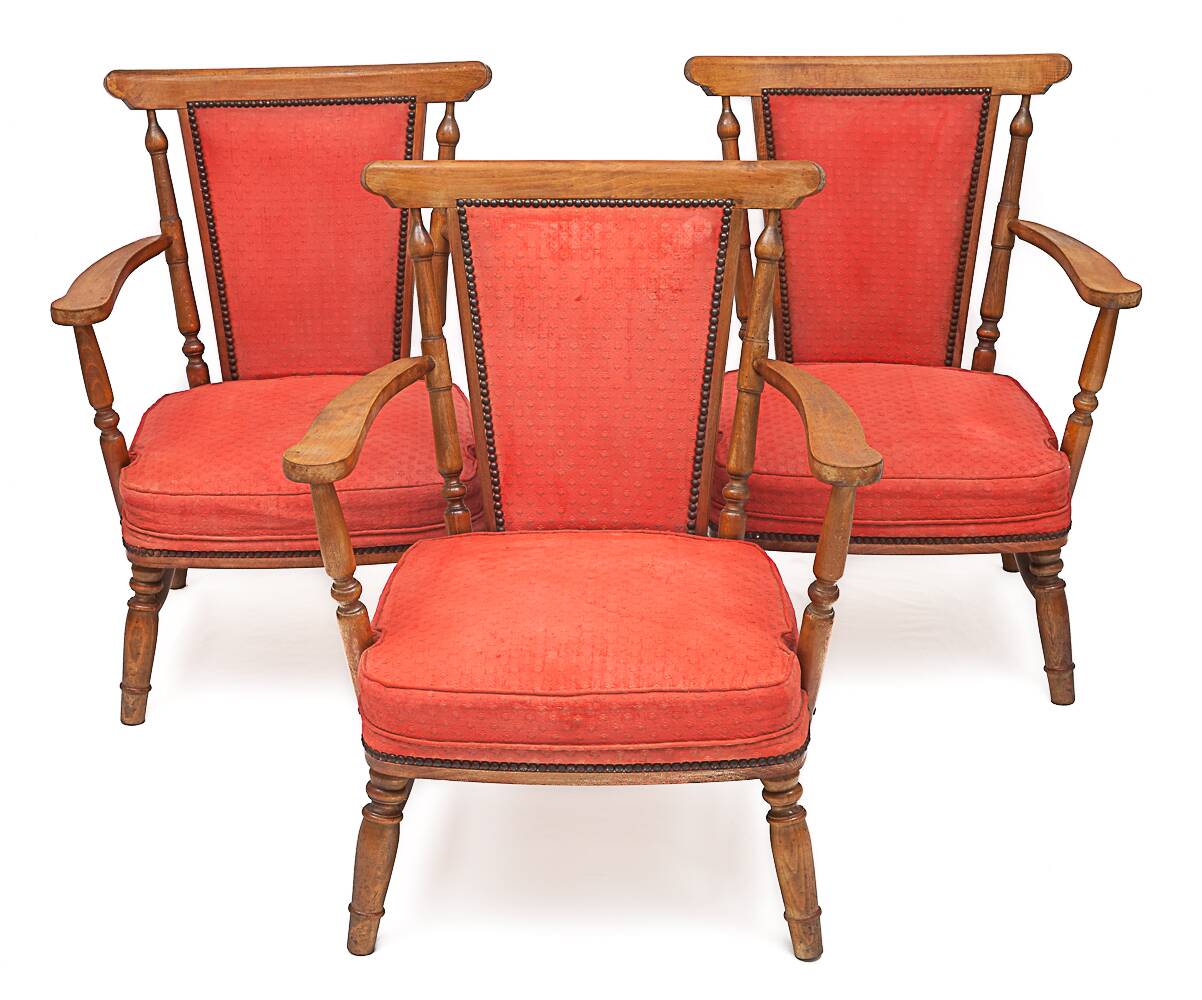 3 old armchairs
