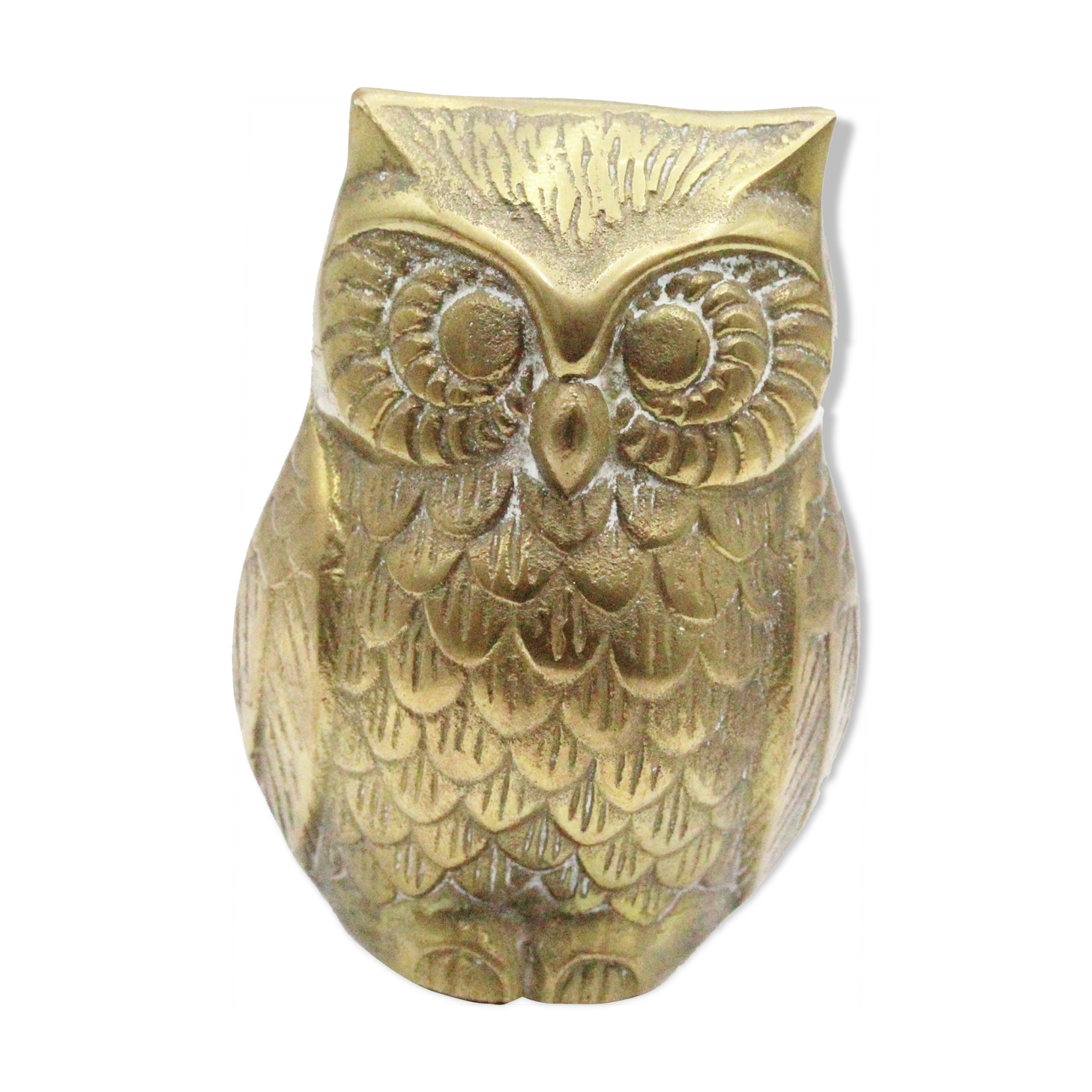 Ancient brass owl statue